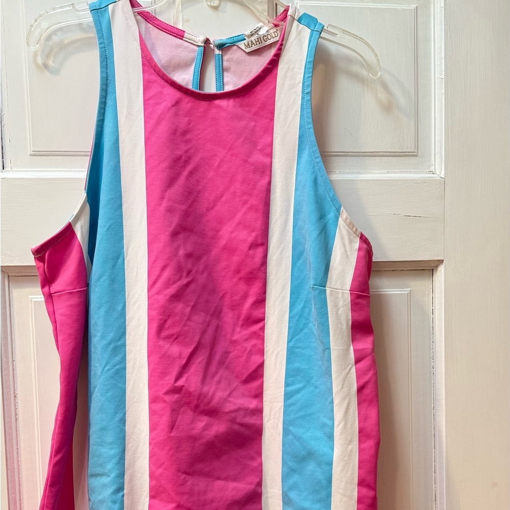 MAHI GOLD Pink  white blue striped dress